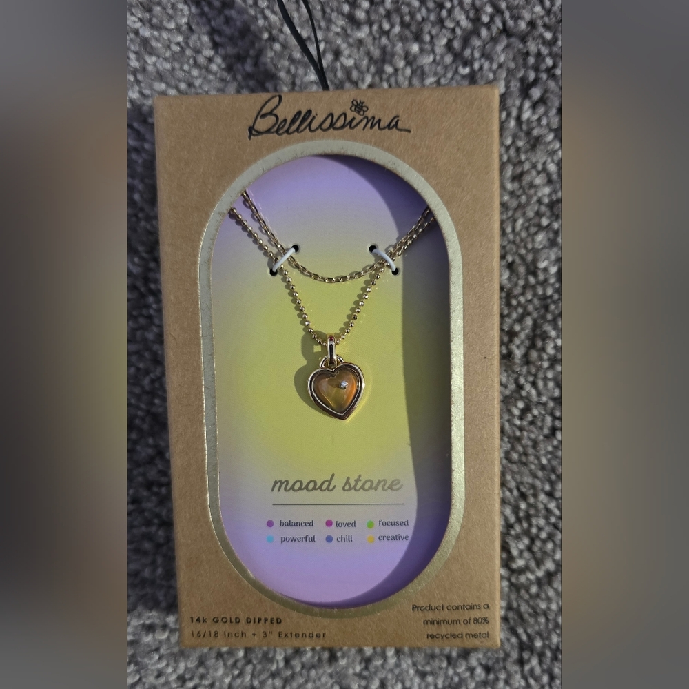 Cubic Zirconia Bella Bellissima 14K Gold Dipped Mood Heart Pendant Duo Necklace